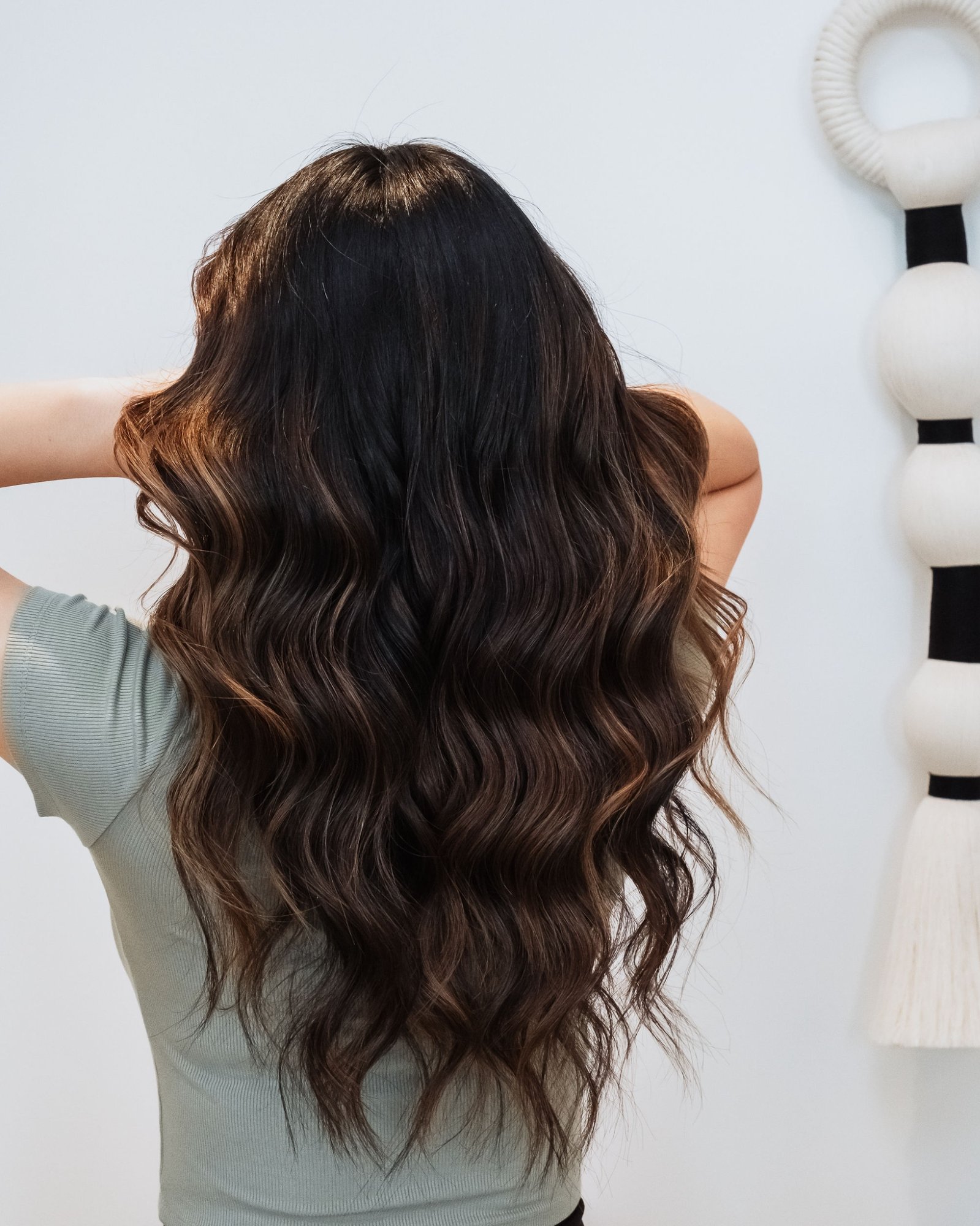 Beautiful wavy hair after professional styling at Wish Dry Bar